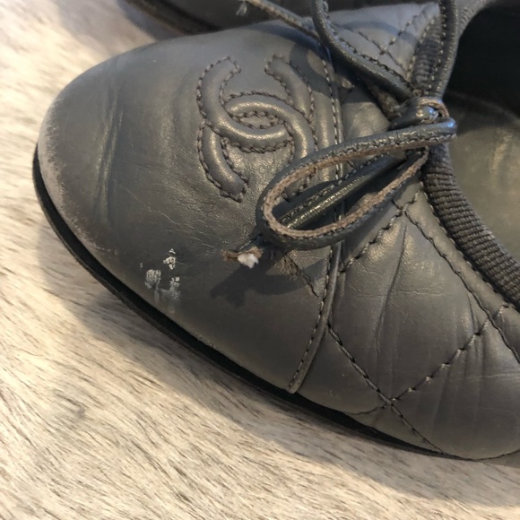 AUTHENTIC CHANEL ballerina flats grey size 39.5 - Picture 6 of 6